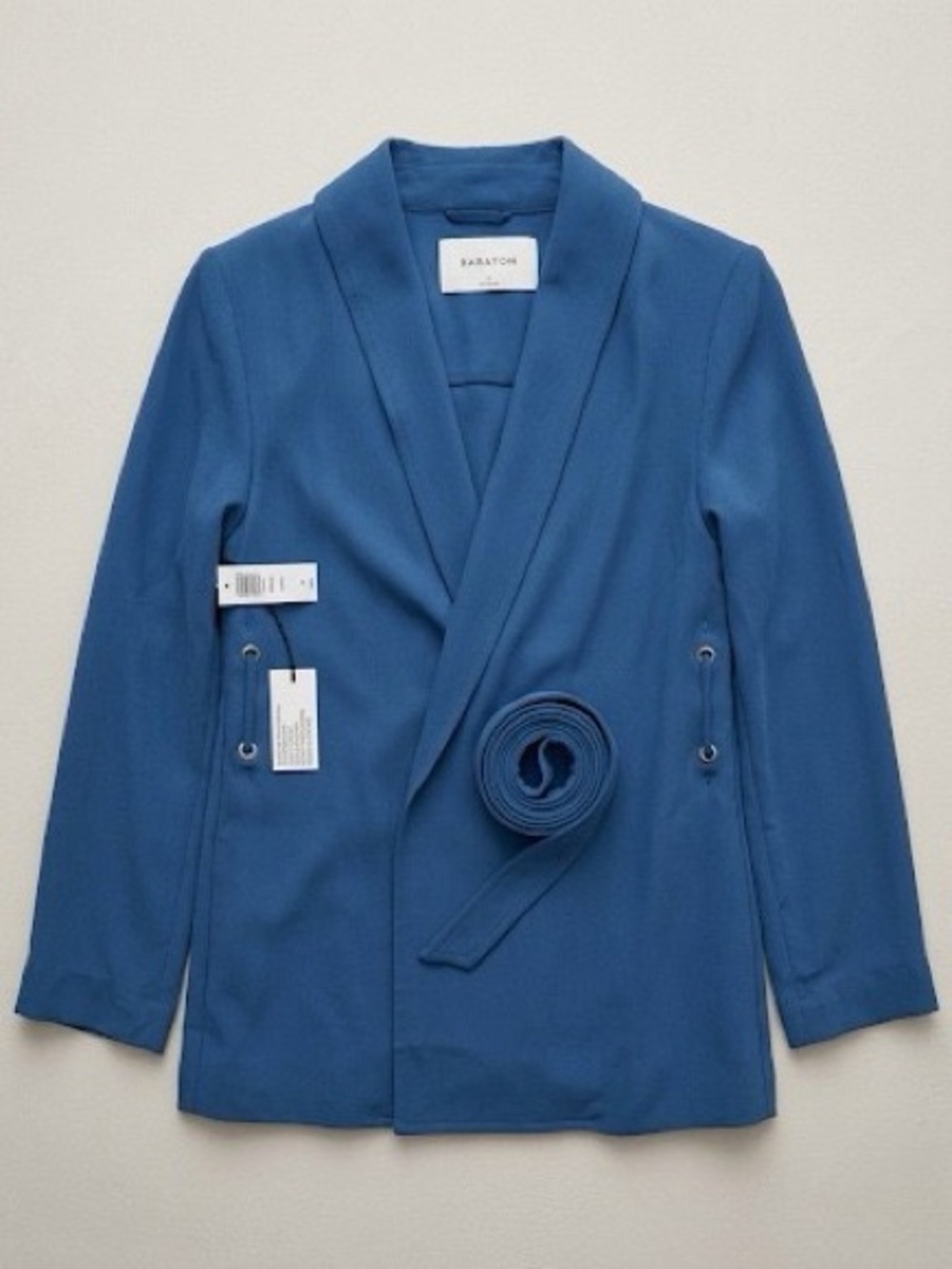 Aritzia Babaton Kahlo Mid-Length Belted Blazer Jacket Blue Teal NWT Size S - Picture 15 of 15